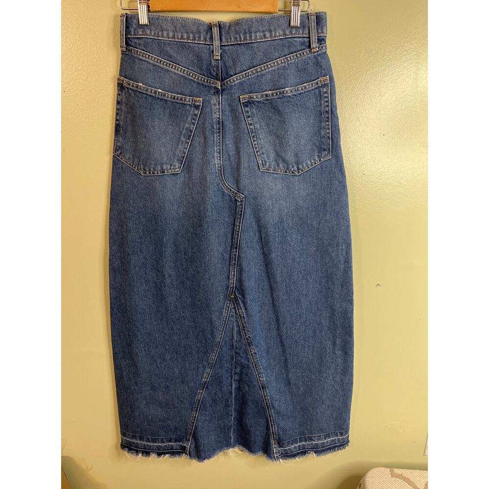 Gap denim maxi front slit raw hem skirt, Medium indigo, size 4, Y2K, Boho - Picture 4 of 15